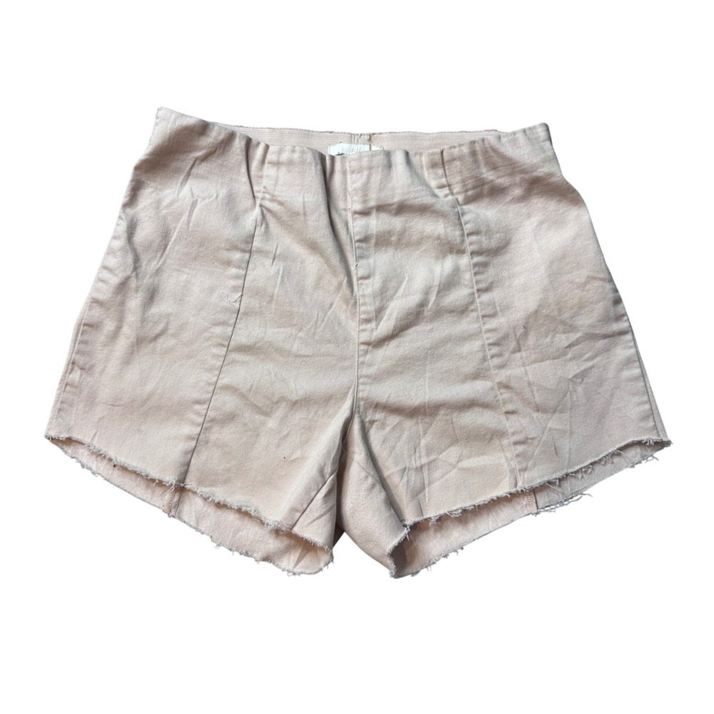 H&M Shorts Womens 10 Pink High Waisted Raw Hem Seam Front Cotton Blend Casual